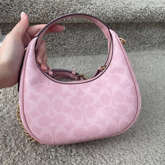 Coach Carmen Mini Crossbody Bag In Signature Canvas Powder Pink Purse CAM83 - Picture 2 of 5